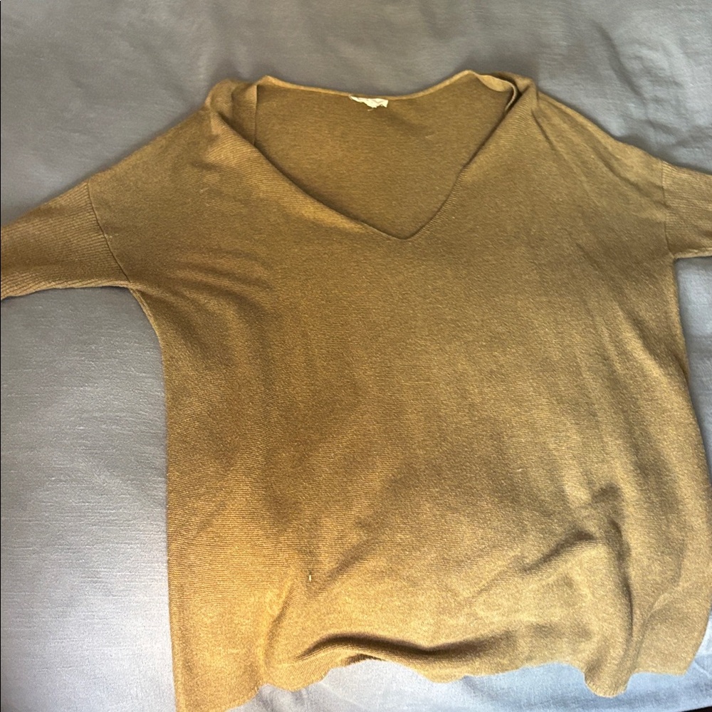 Eileen fisher half sleeve V-Neck Tan Sweater